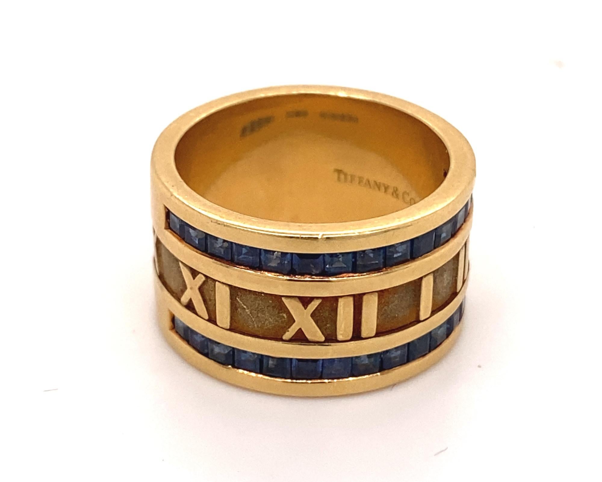 Art Deco Vintage Tiffany & Co. Atlas Sapphires Numerical Band Ring For Sale