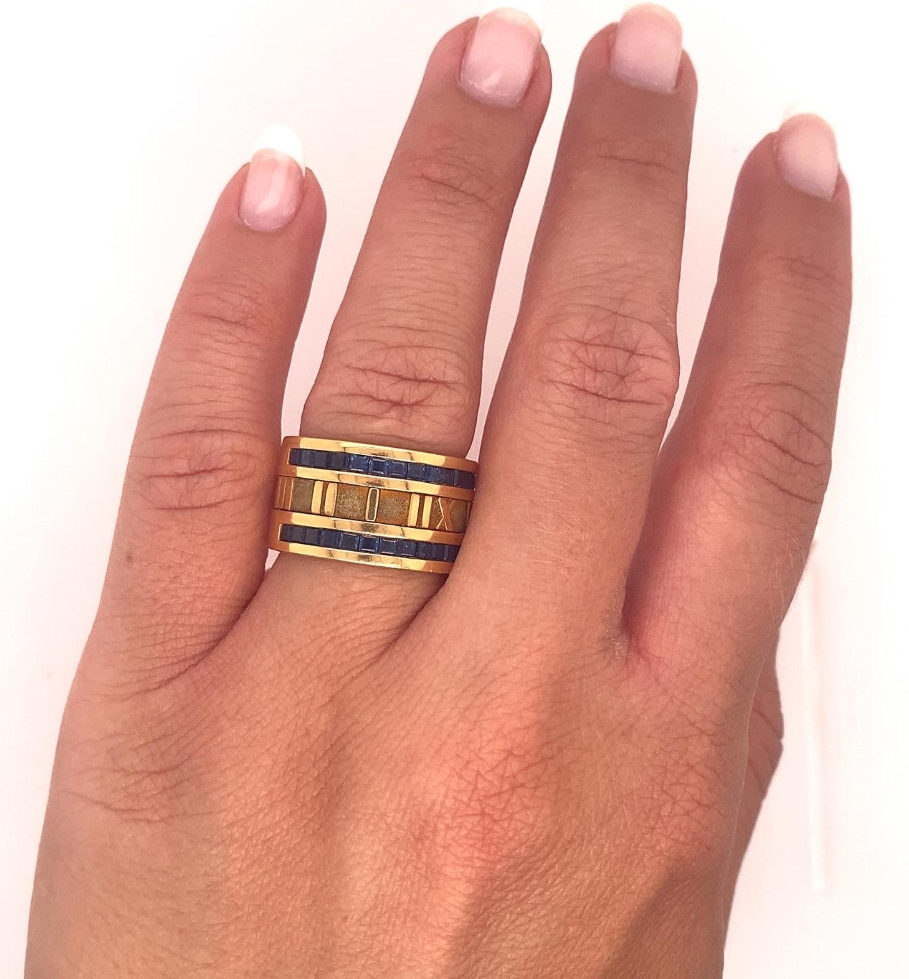 French Cut Vintage Tiffany & Co. Atlas Sapphires Numerical Band Ring For Sale