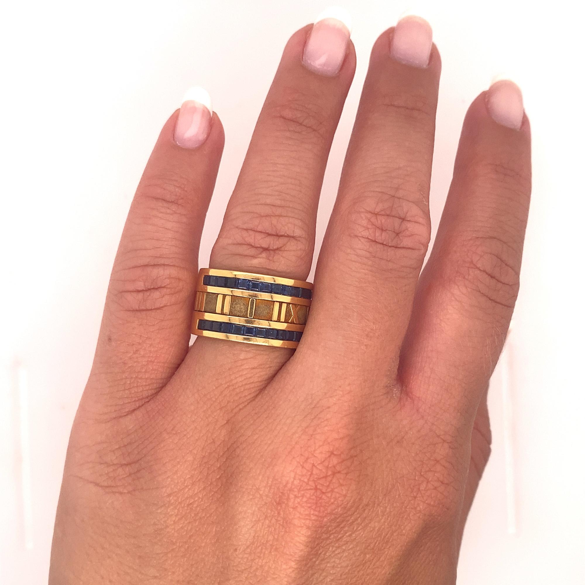 Vintage Tiffany & Co. Atlas Sapphires Numerical Band Ring In Good Condition For Sale In Woodland Hills, CA