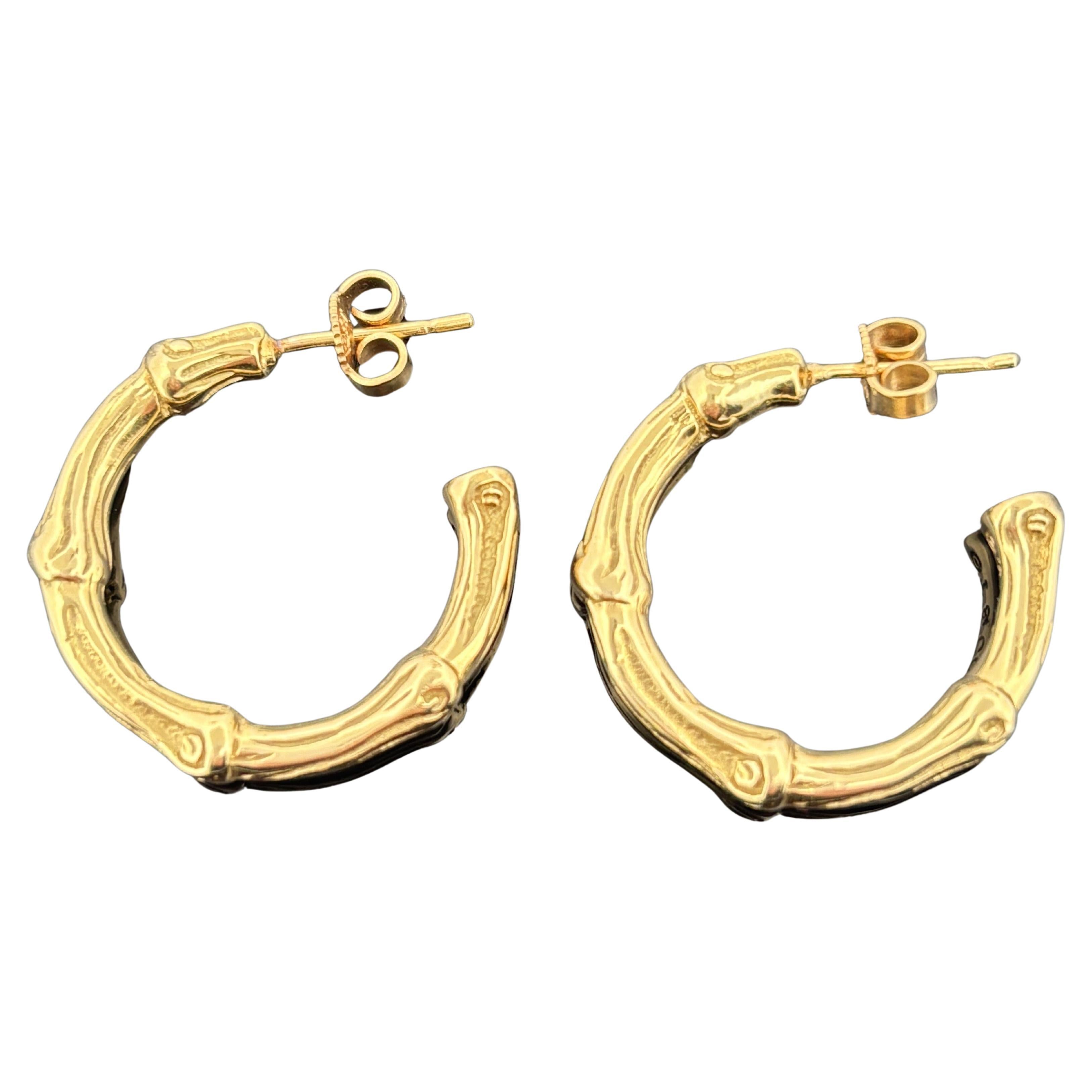 Vintage Tiffany & Co. Orecchini a cerchio in bambù solido da 1" in oro giallo 18k