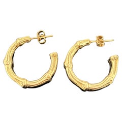 Vintage Tiffany & Co. Orecchini a cerchio in bambù solido da 1" in oro giallo 18k