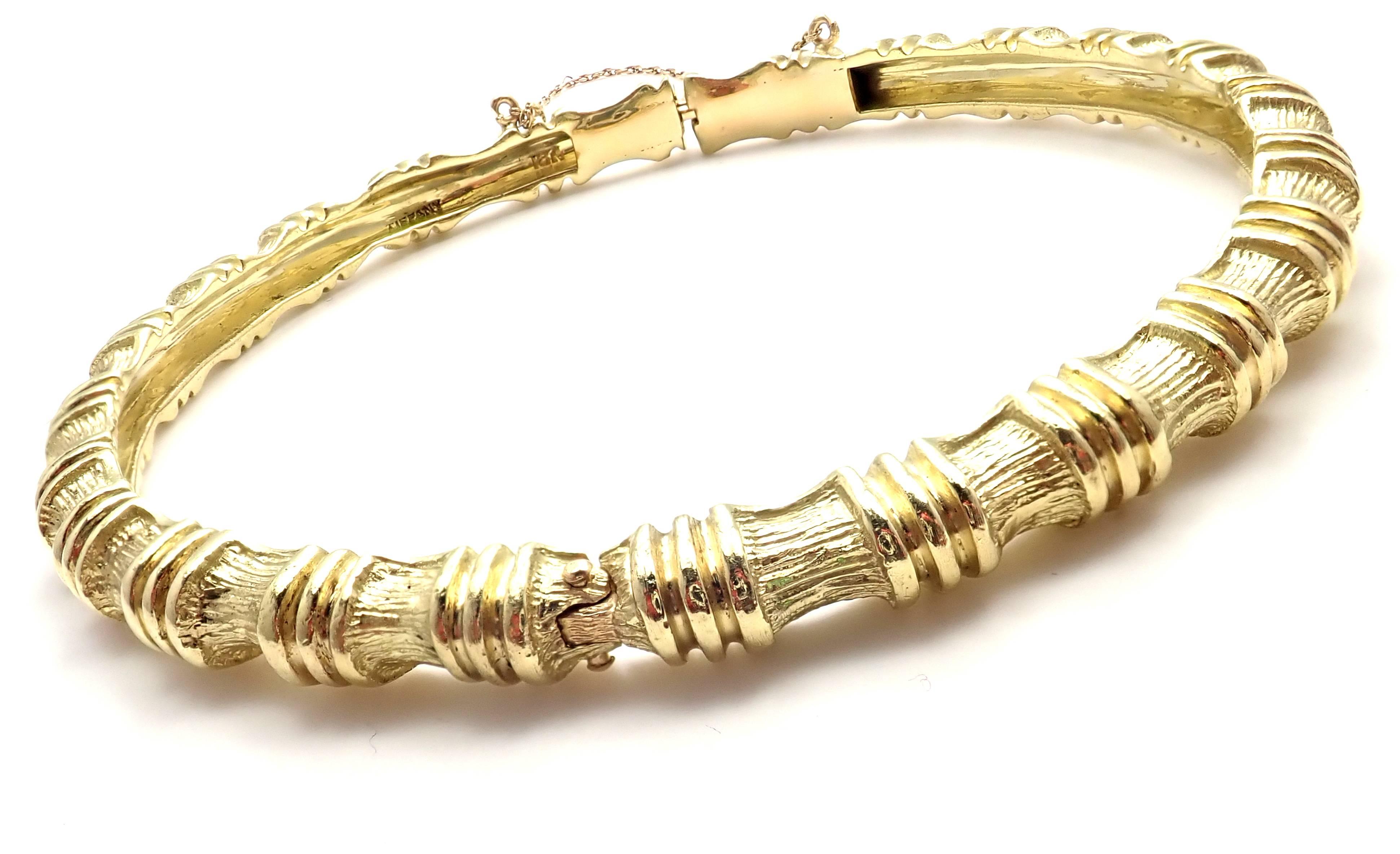 Vintage Tiffany & Co. Bamboo Yellow Gold Bangle Bracelet 3