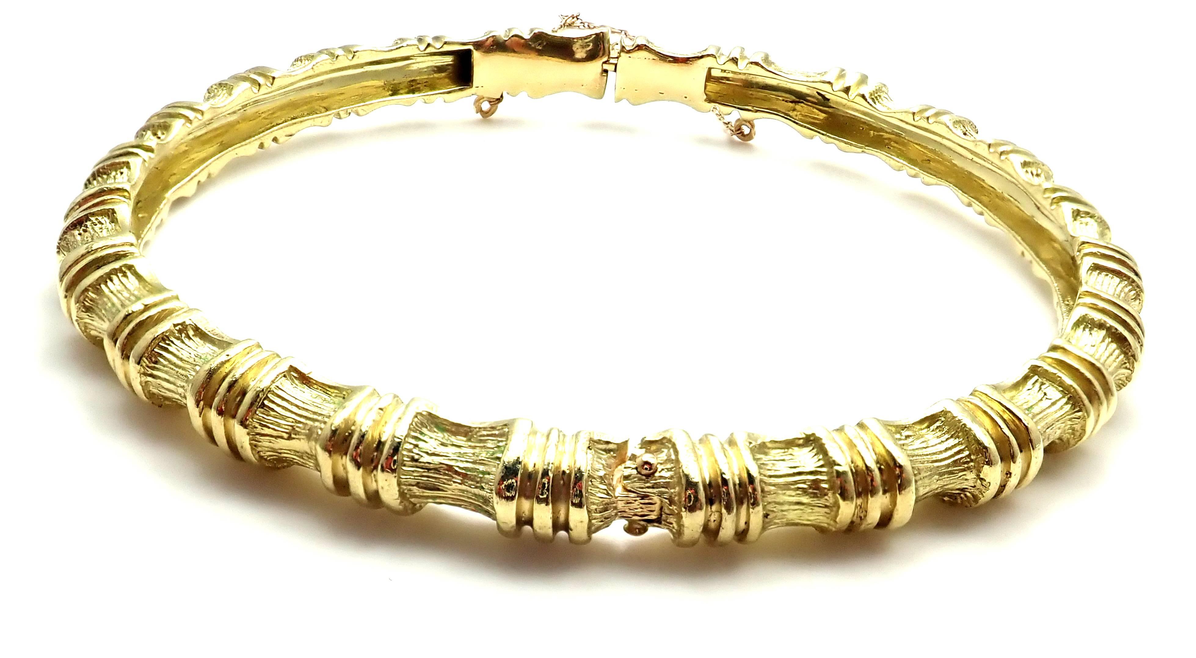 18k Yellow Gold Vintage Bamboo Bangle Bracelet by Tiffany & Co.   
Details:  
Length 7.5
