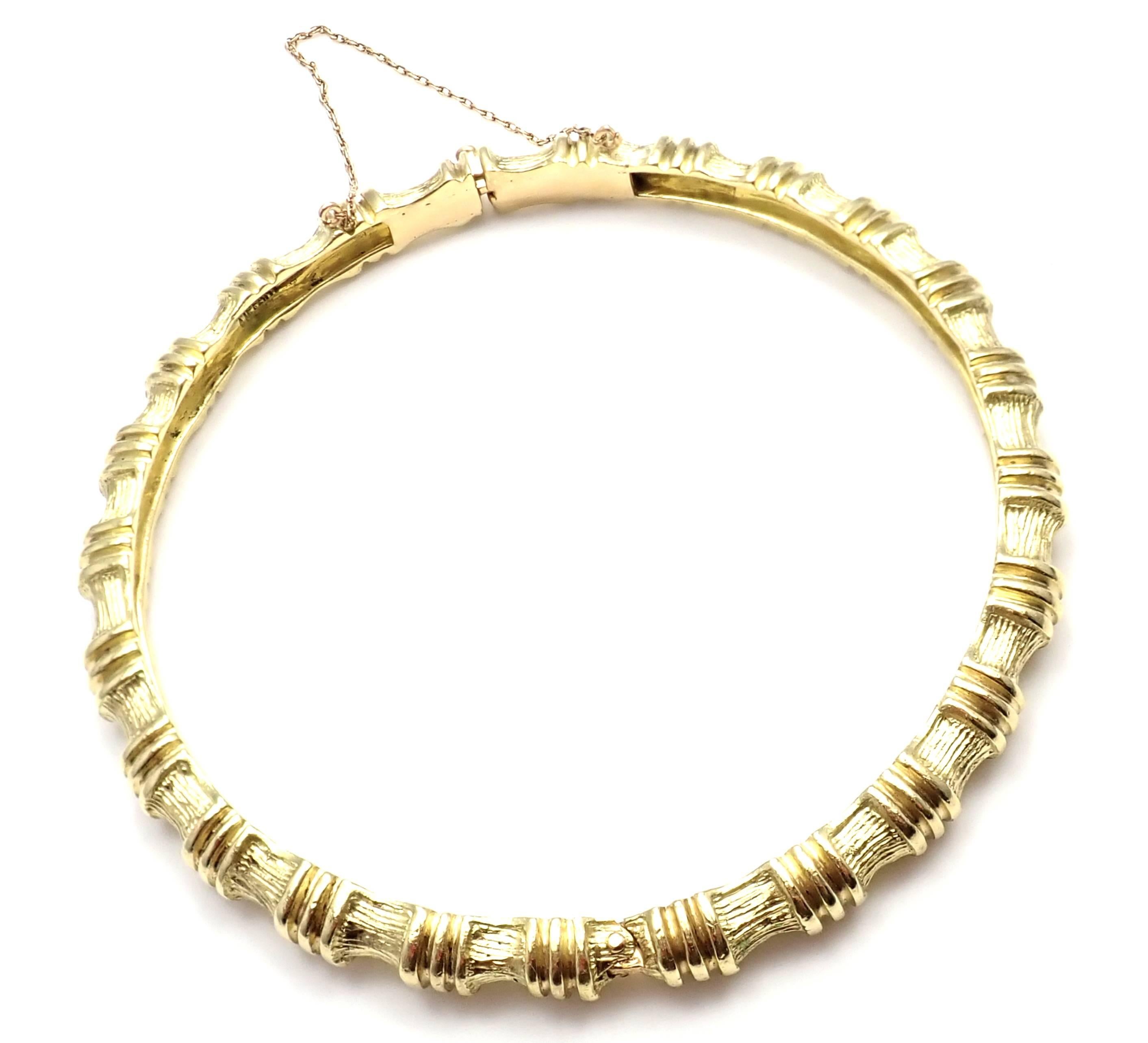 Vintage Tiffany & Co. Bamboo Yellow Gold Bangle Bracelet 2