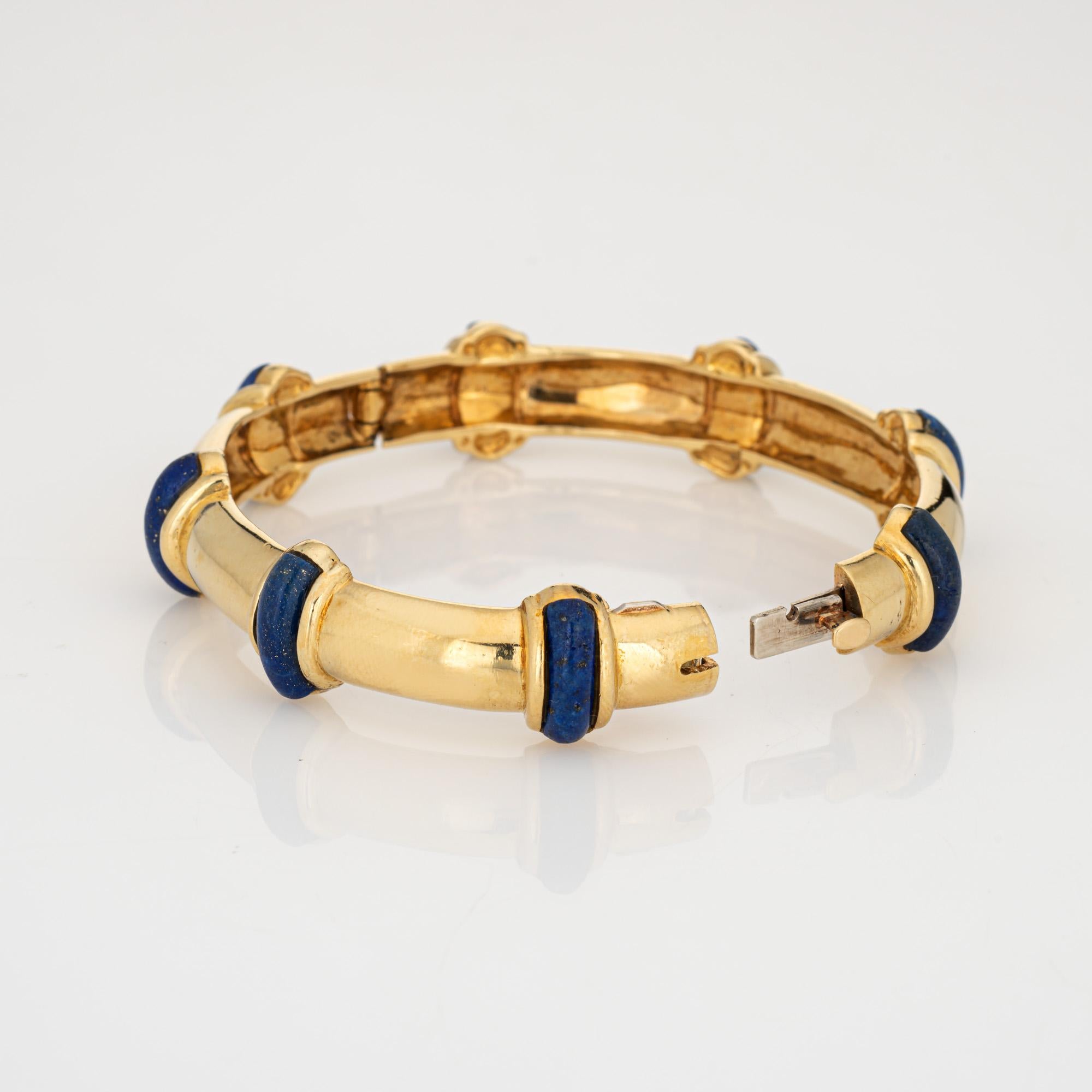 Modern Vintage Tiffany & Co Bangle Bracelet Lapis Lazuli 18k Yellow Gold 6