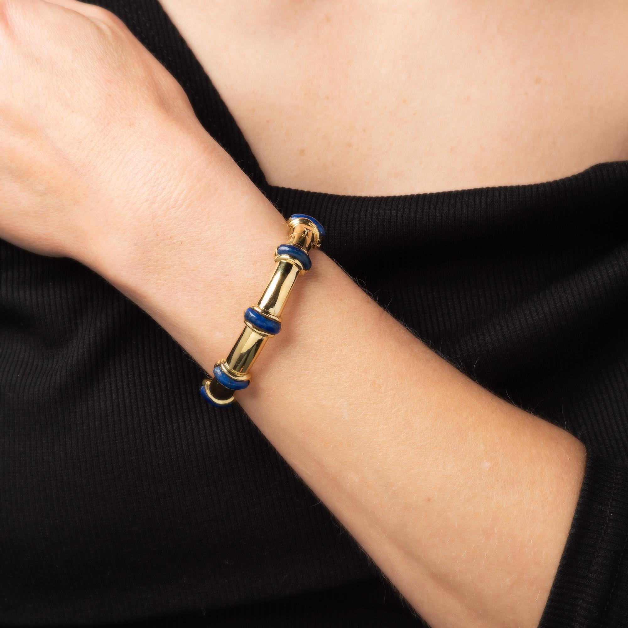 Cabochon Vintage Tiffany & Co Bangle Bracelet Lapis Lazuli 18k Yellow Gold 6