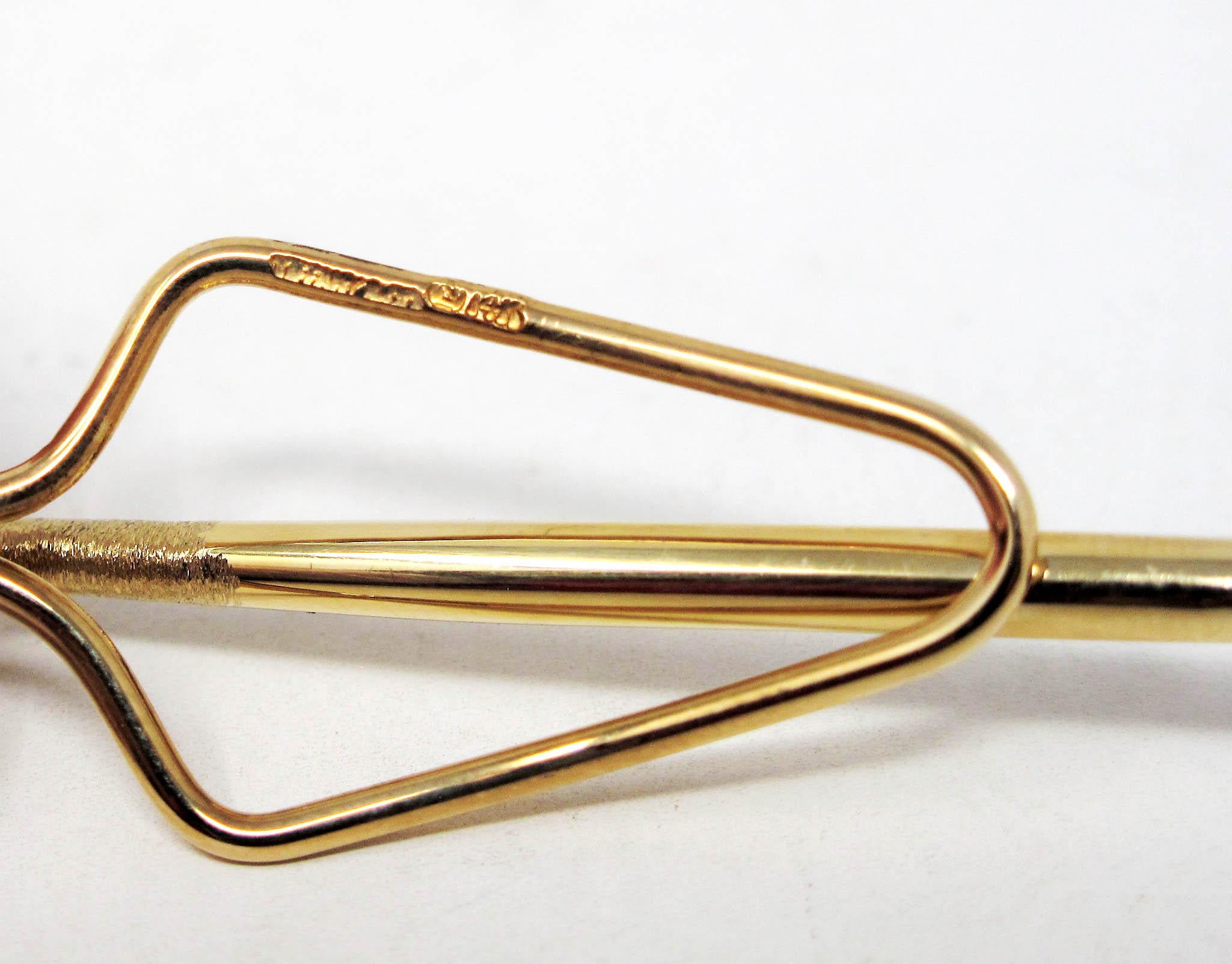 Vintage Tiffany & Co. Baseball Bat Money Clip / Tie Bar 14K Yellow Gold with Box For Sale 3