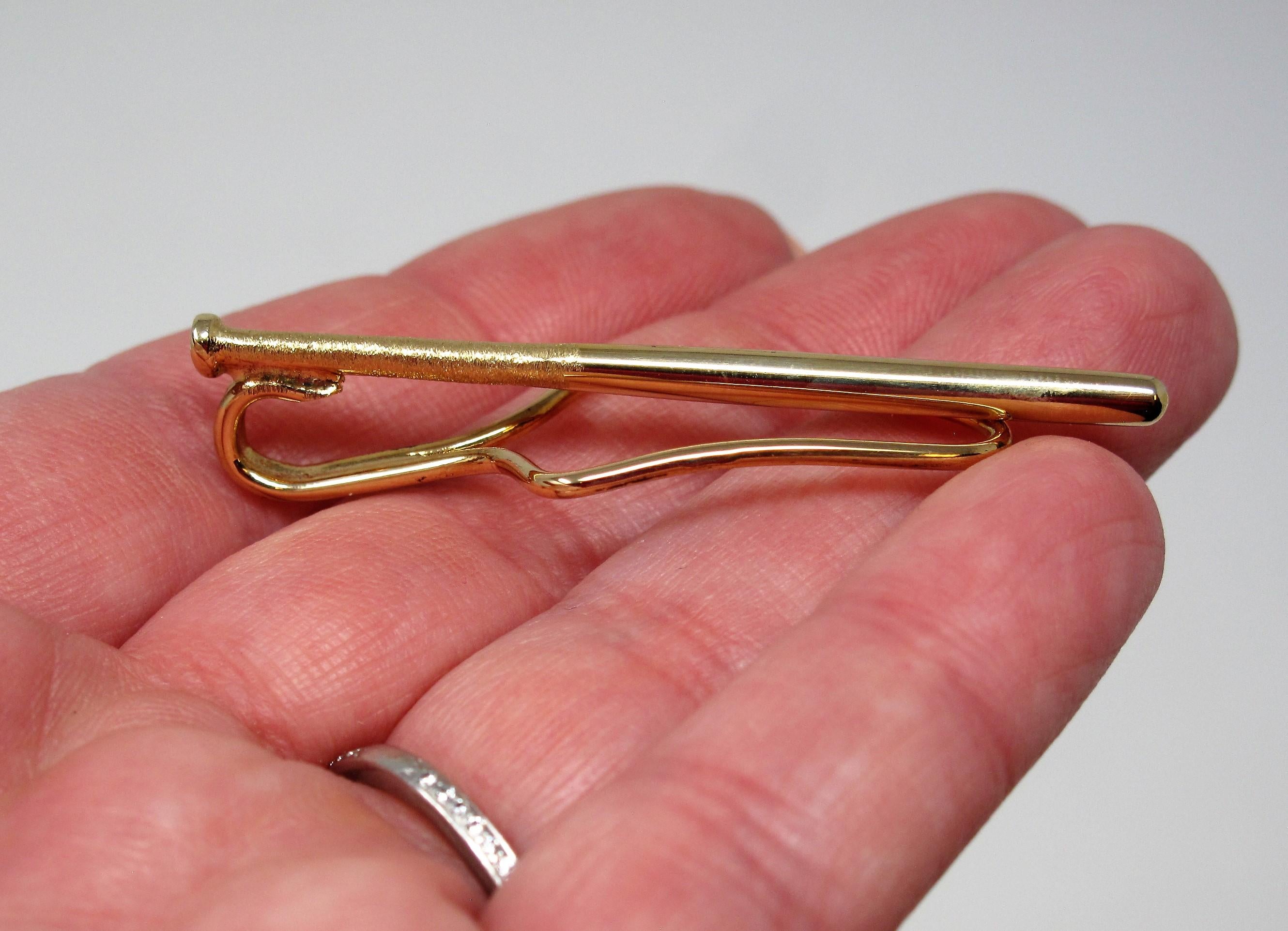 Vintage Tiffany & Co. Baseball Bat Money Clip / Tie Bar 14K Yellow Gold with Box For Sale 1