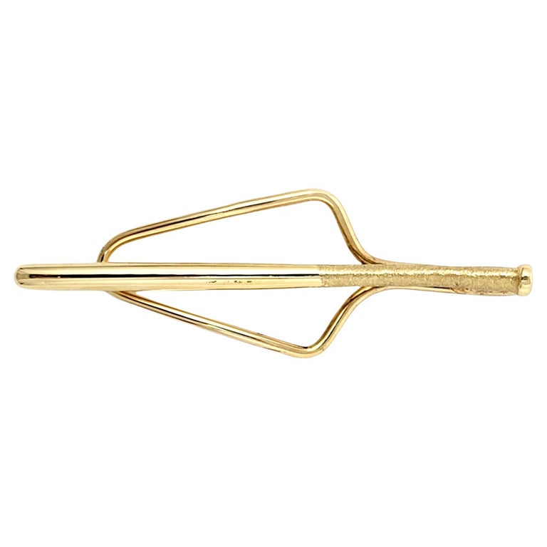 Vintage Tiffany and Co. Baseball Bat Money Clip / Tie Bar 14K Yellow Gold  with Box For Sale at 1stDibs
