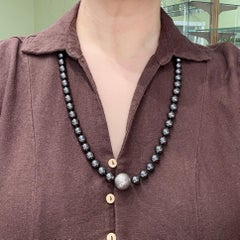 Vintage Tiffany & Co. Bead Strand Hematite and Sterling Silver Necklace 29"