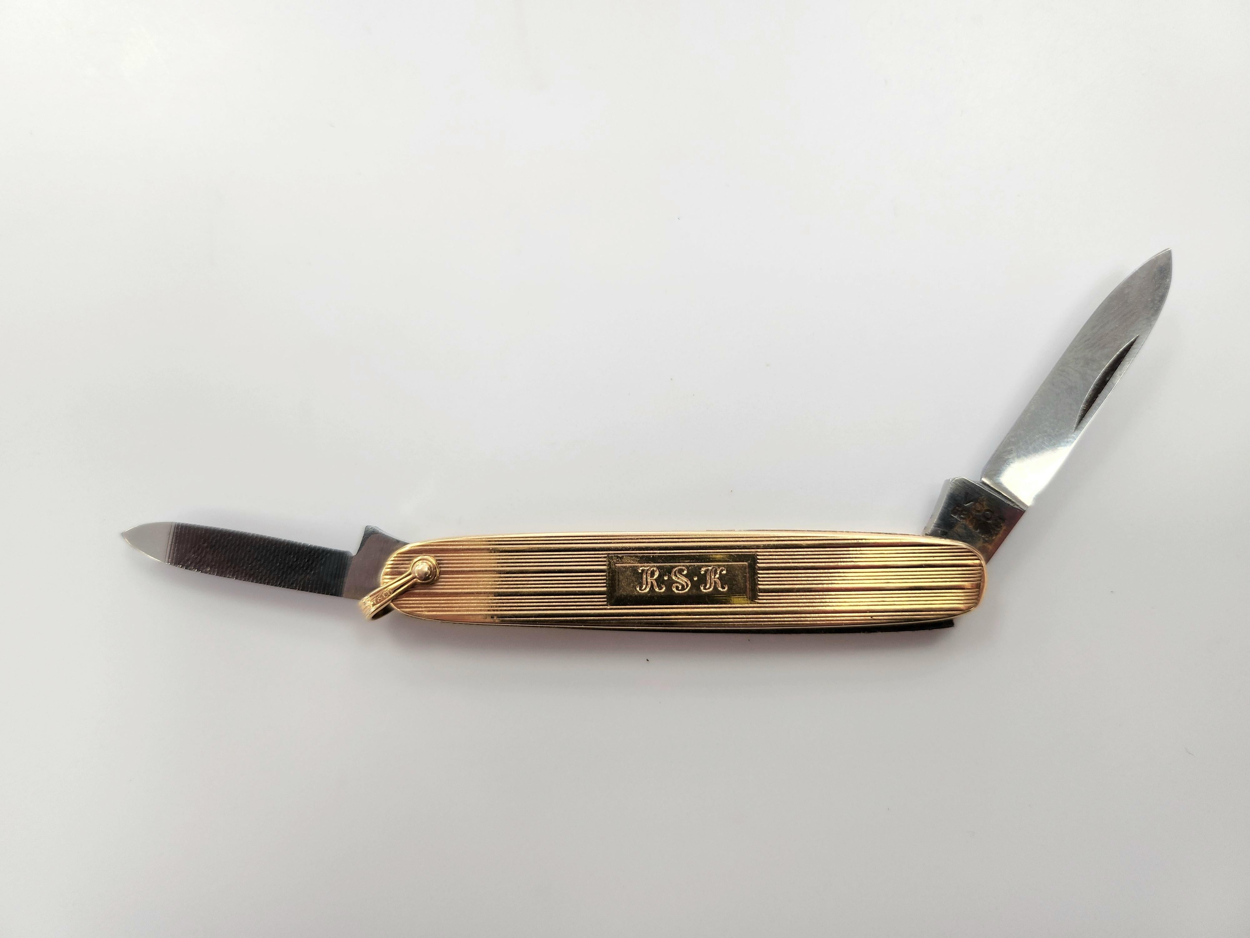 Women's Vintage Tiffany & Co. Blade Knife and File 14K Gold For Sale