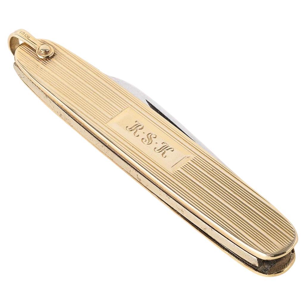 Vintage Tiffany & Co. Blade Knife and File 14K Gold For Sale