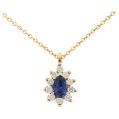 Vintage Tiffany & Co. Pendentif en or 18k avec saphir bleu et diamant