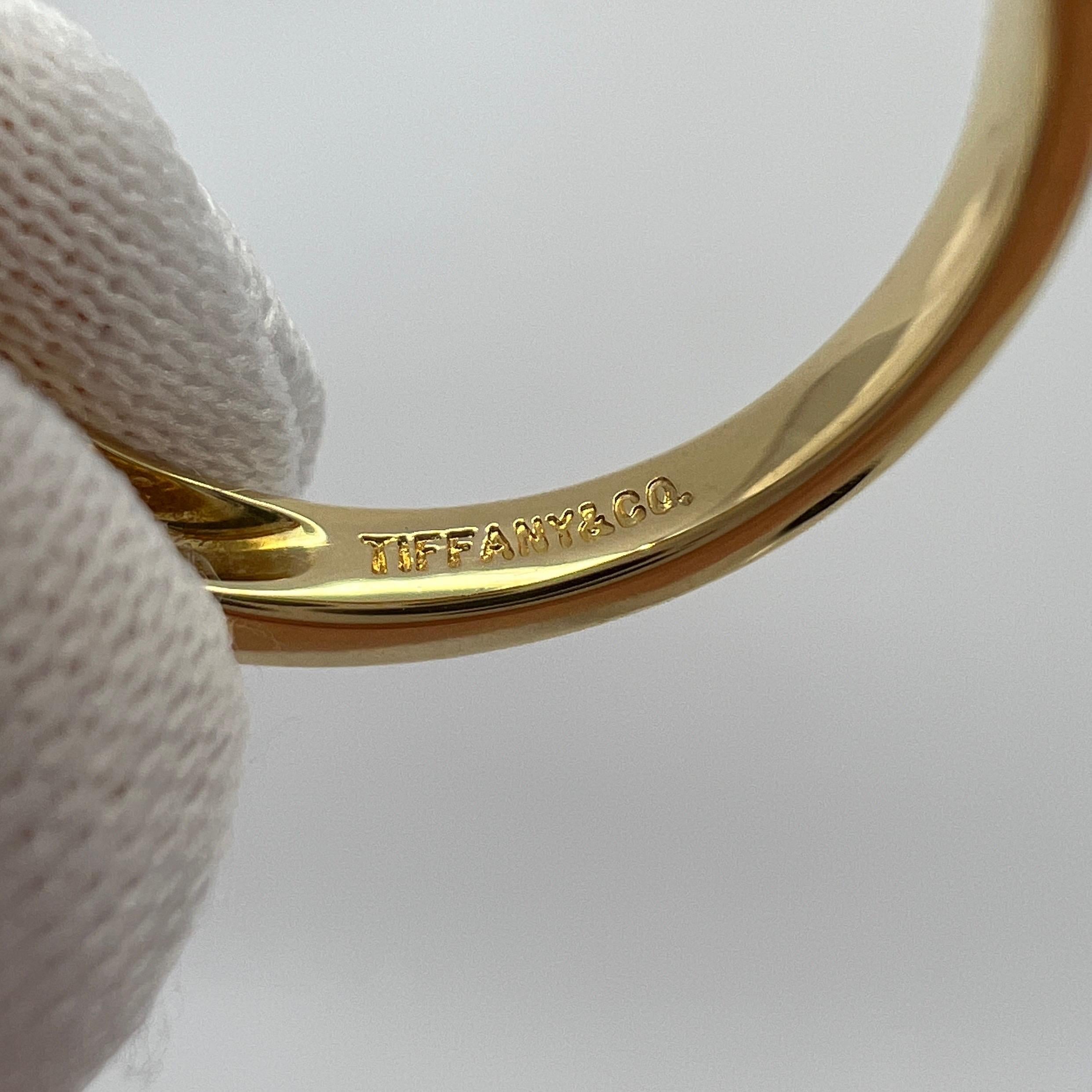 Vintage Tiffany & Co Blue Sapphire Diamond 18k Yellow Gold Three Stone Ring 52 6 4