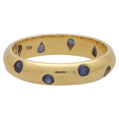  Vintage Tiffany & Co. Blue Sapphire Dots Ring in 18k Yellow Gold