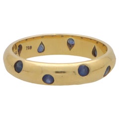 Vintage Tiffany & Co. Blue Sapphire Dots Ring in 18k Yellow Gold