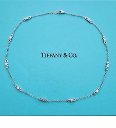 Vintage Tiffany & Co. Bow Station Diamond 18k White Gold Necklace