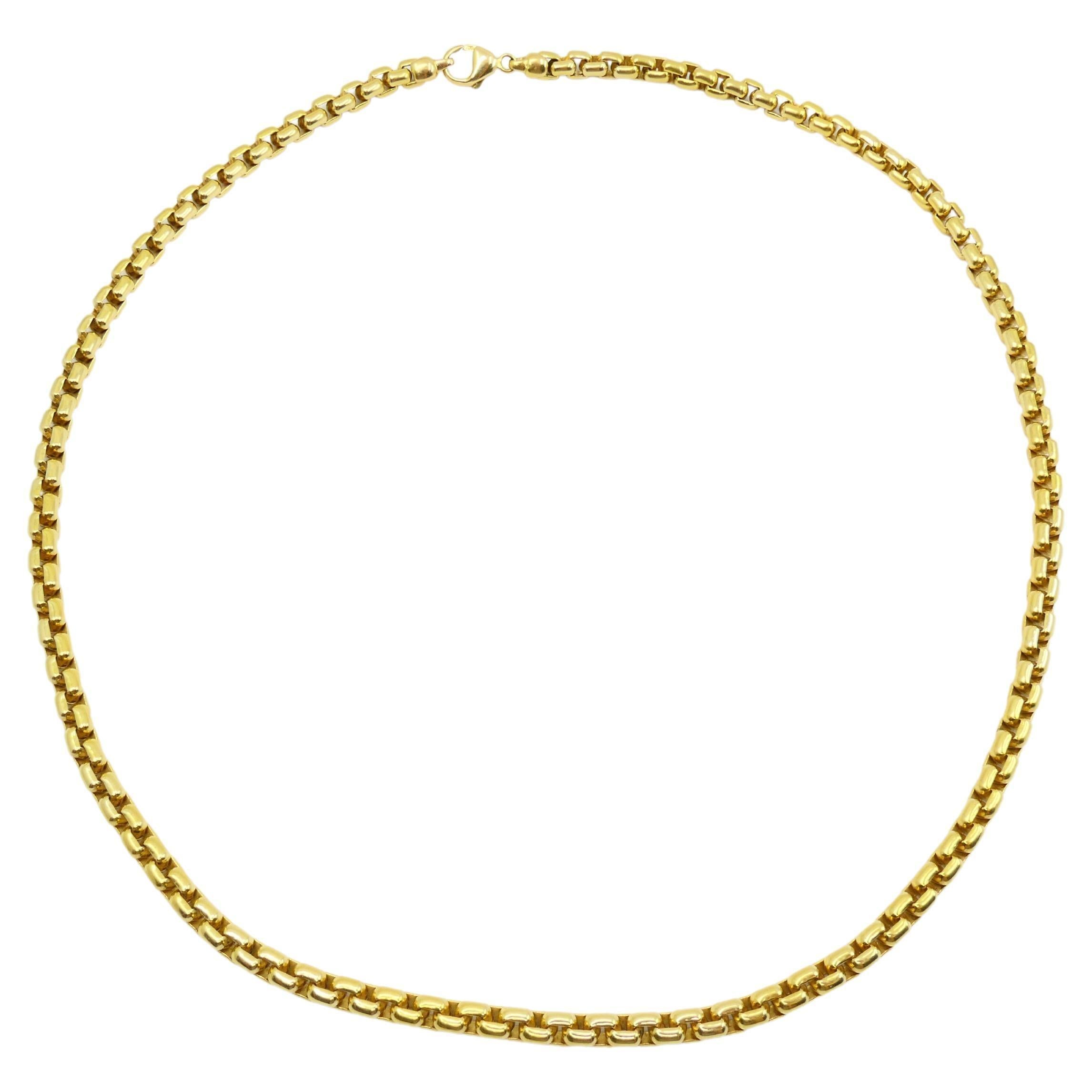 Vintage Tiffany & Co. Box Link Gold Chain Necklace In Excellent Condition In Beverly Hills, CA