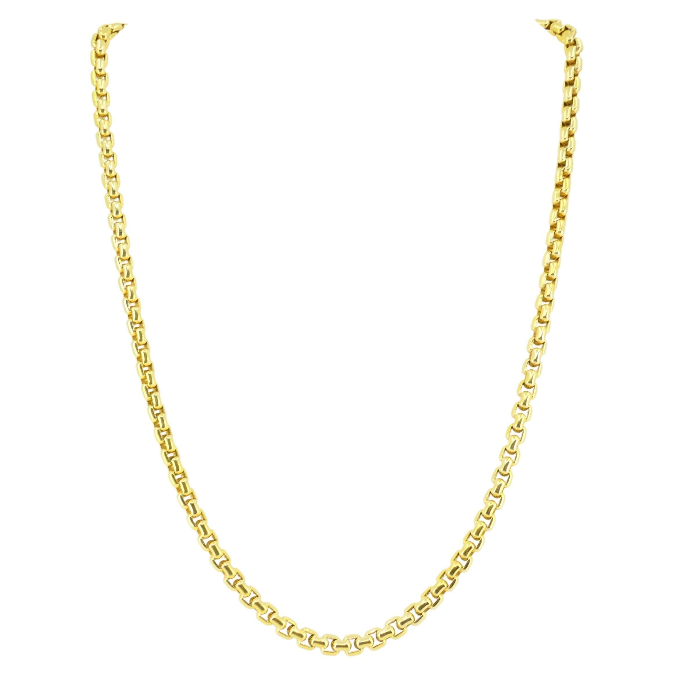 Women's or Men's Vintage Tiffany & Co. Box Link Gold Chain Necklace