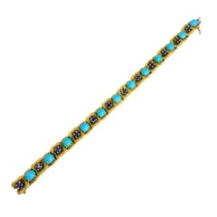 Vintage Tiffany & Co. Bracelet 18k Gold Sapphire Turquoise Estate Jewelry