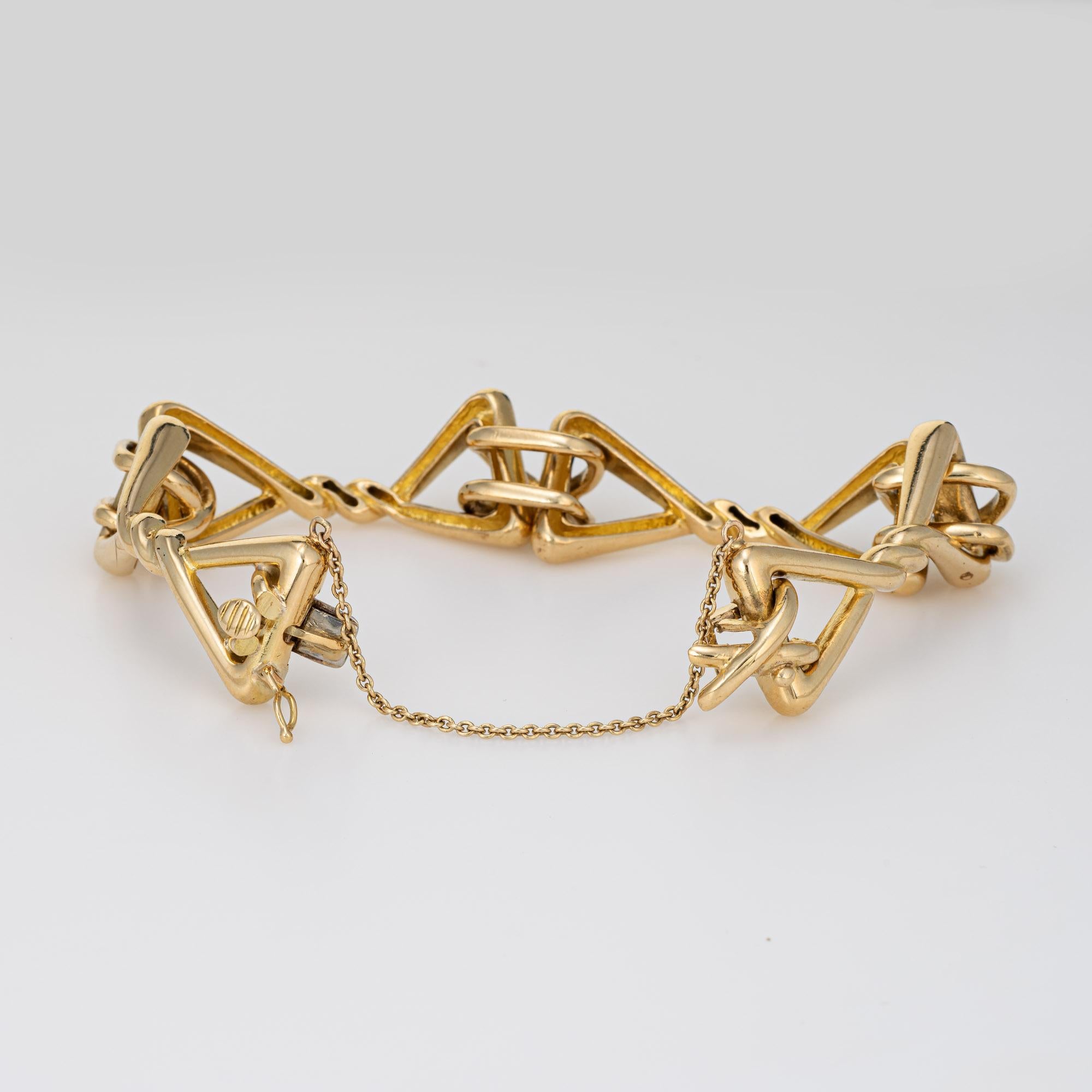 Moderne Bracelet vintage Tiffany & Co à maillons fantaisie triangulaires en or jaune 18 carats 51,1 g en vente