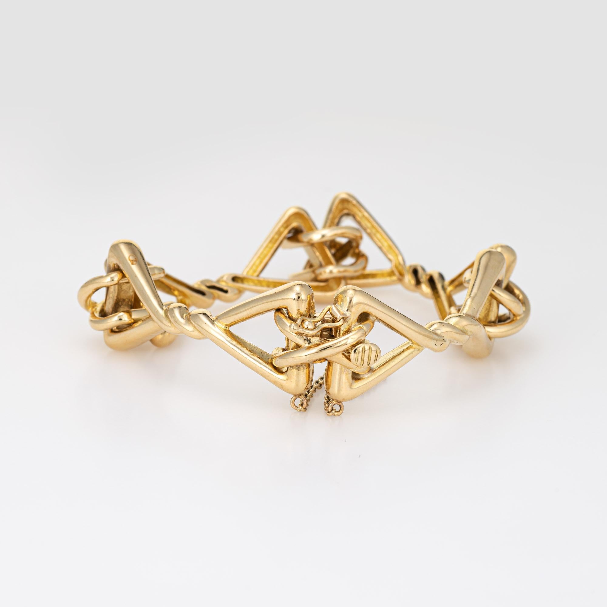 Bracelet vintage Tiffany & Co à maillons fantaisie triangulaires en or jaune 18 carats 51,1 g Bon état - En vente à Torrance, CA
