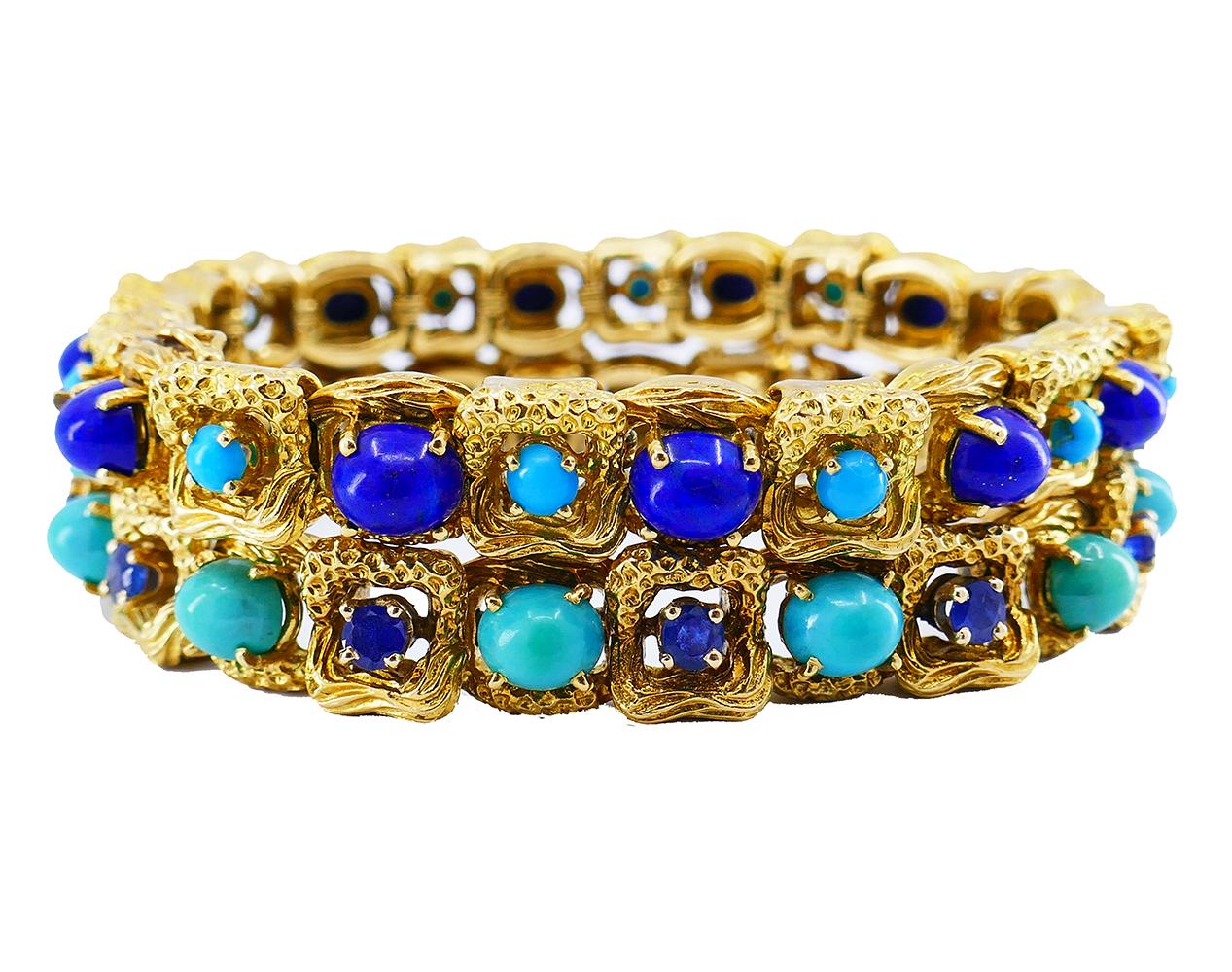 Tiffany & Co. d'epoca. Bracciale Coppia Oro 18k Gemme Estate Jewelry in vendita 4