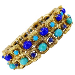 Vintage Tiffany & Co. Bracelet Pair 18k Gold Gems Estate Jewelry