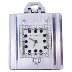 Vintage Tiffany & Co. Pocket Watch Pendant Platinum Diamond Estate Jewelry
