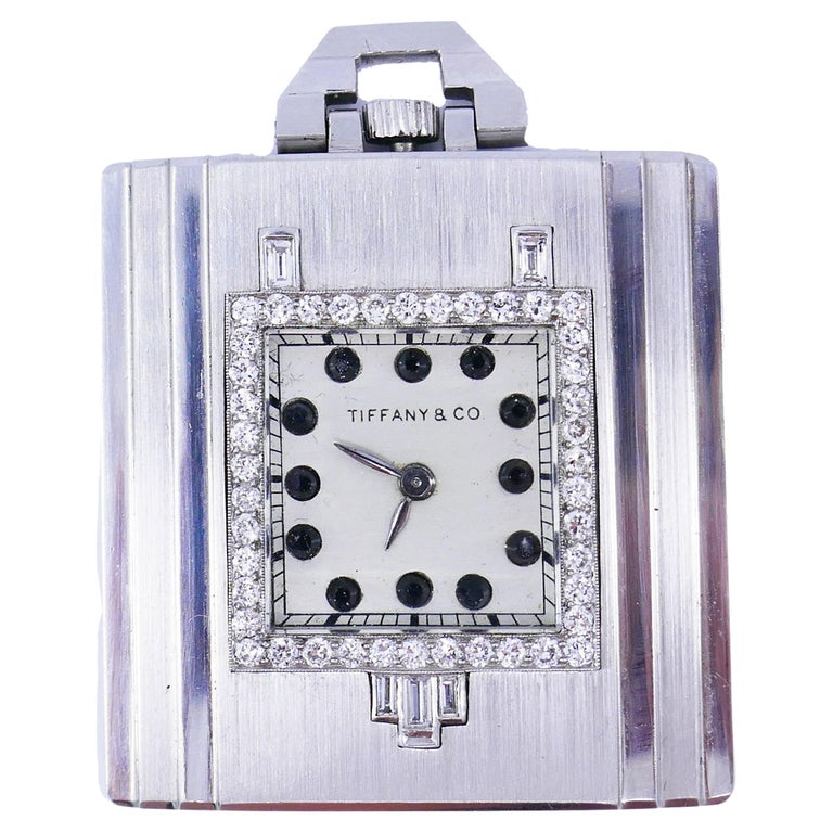 Vintage Tiffany and Co. Pendentif montre de poche Platine Diamant Bijoux de  succession En vente sur 1stDibs