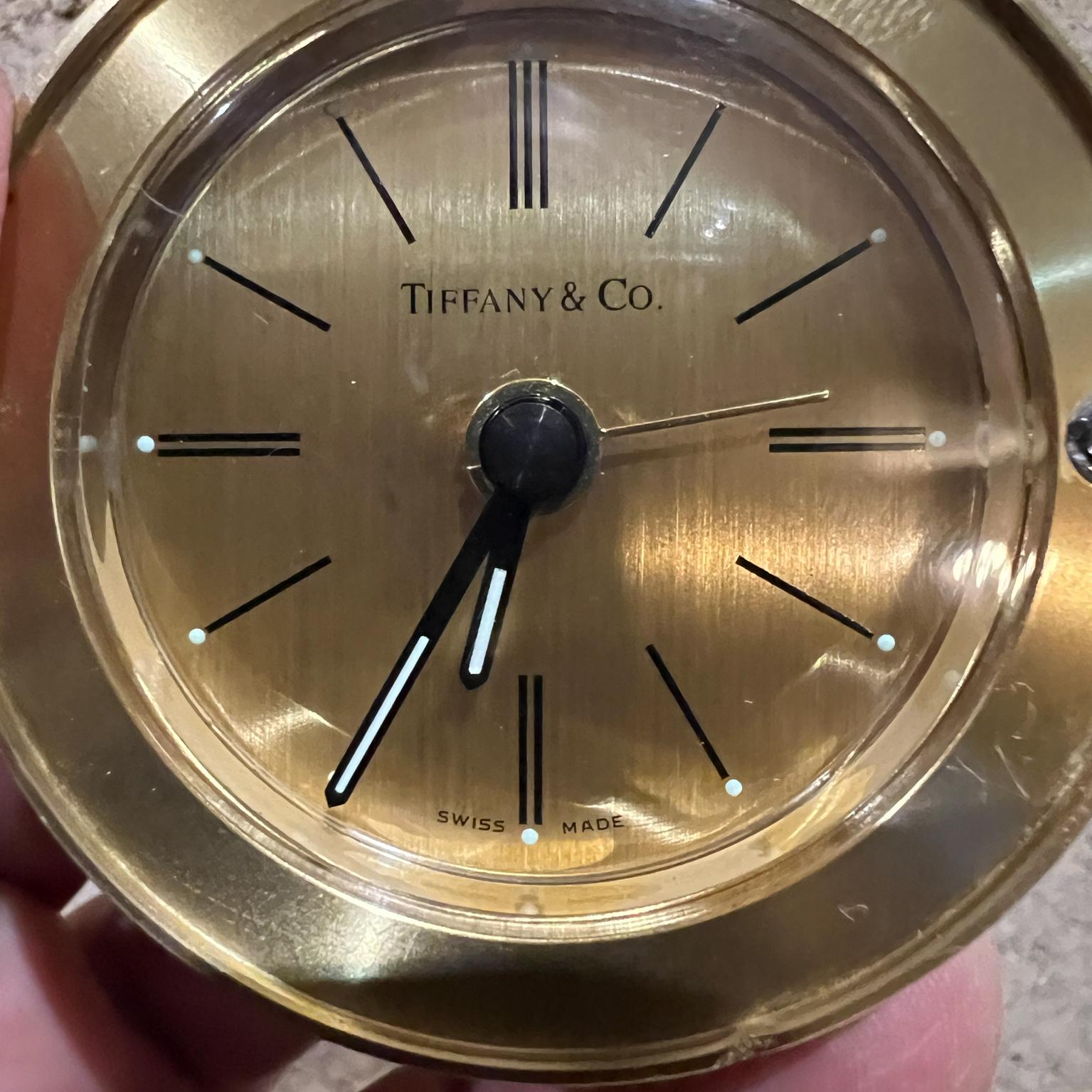 Vintage Tiffany & Co Brass Desk Clock In Good Condition In Chula Vista, CA