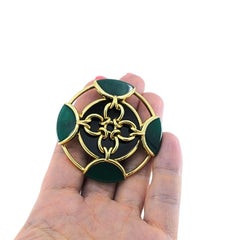 Vintage Tiffany & Co. Brooch Chrysoprase 18k Gold Onyx