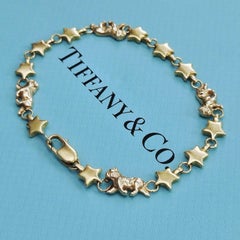 Vintage Tiffany & Co. Bulldog and Star Link 18k Yellow Gold Bracelet