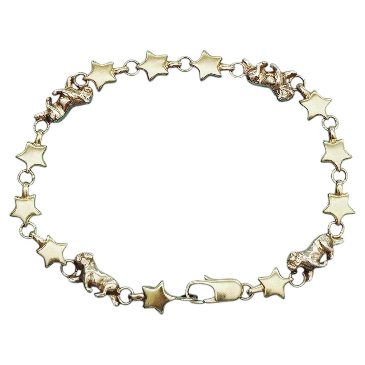 Vintage Tiffany & Co. Bulldog and Star Link 18k Yellow Gold Bracelet