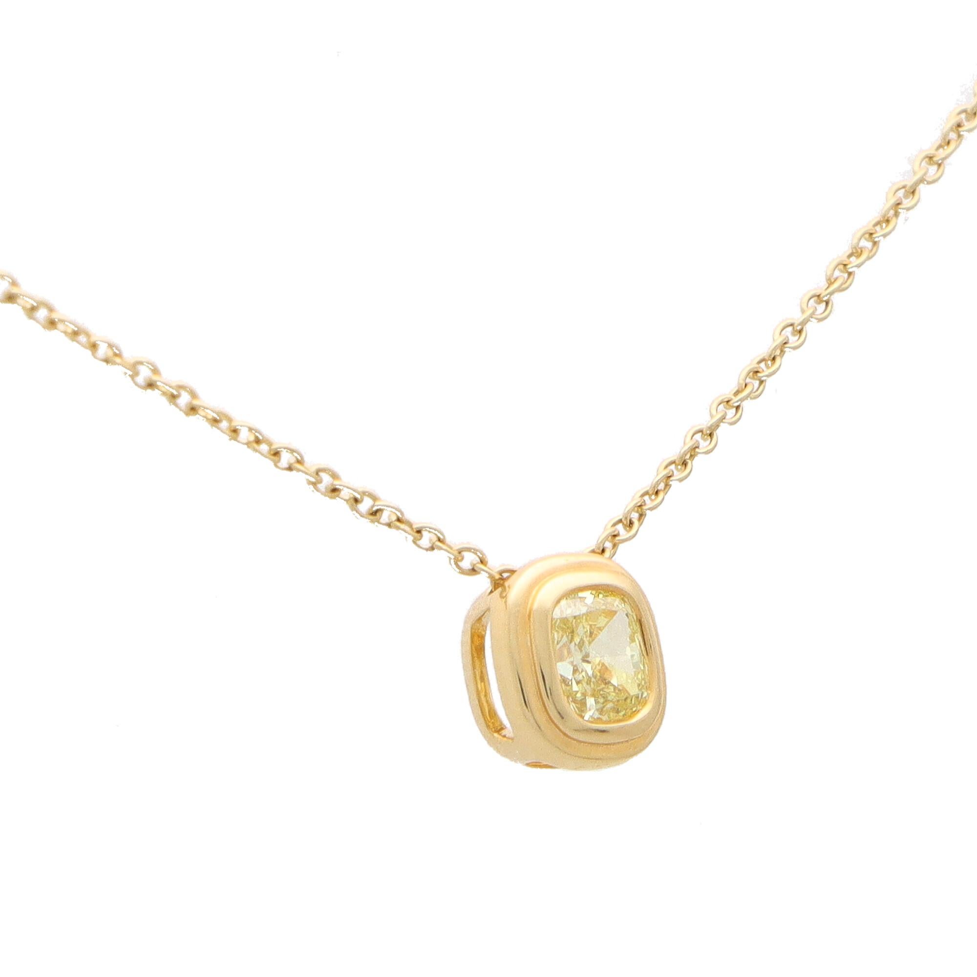 Modern Vintage Tiffany & Co. Certified Fancy Intense Yellow Diamond Pendant in 18k Gold