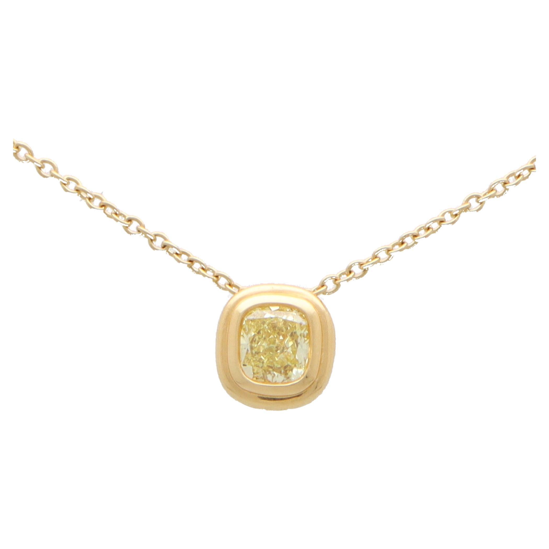 Vintage Tiffany & Co. Certified Fancy Intense Yellow Diamond Pendant in 18k Gold