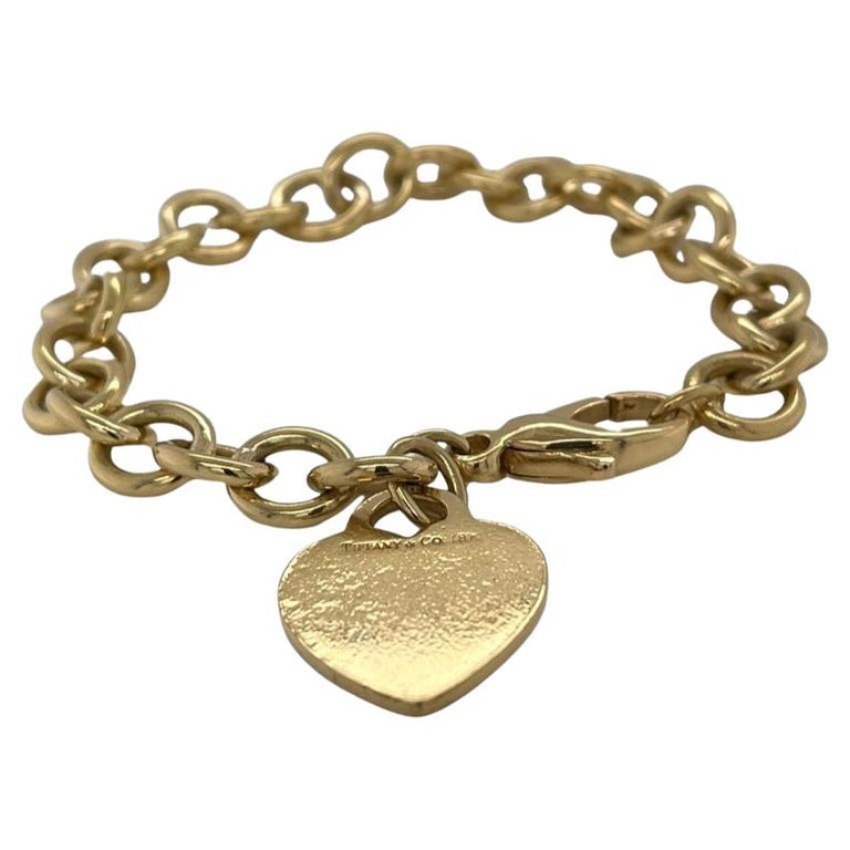 Vintage Tiffany and Co. Chain Link Heart Tag Bracelet in 18k Yellow ...