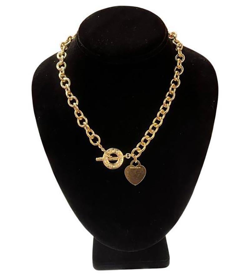 heart tag toggle necklace gold