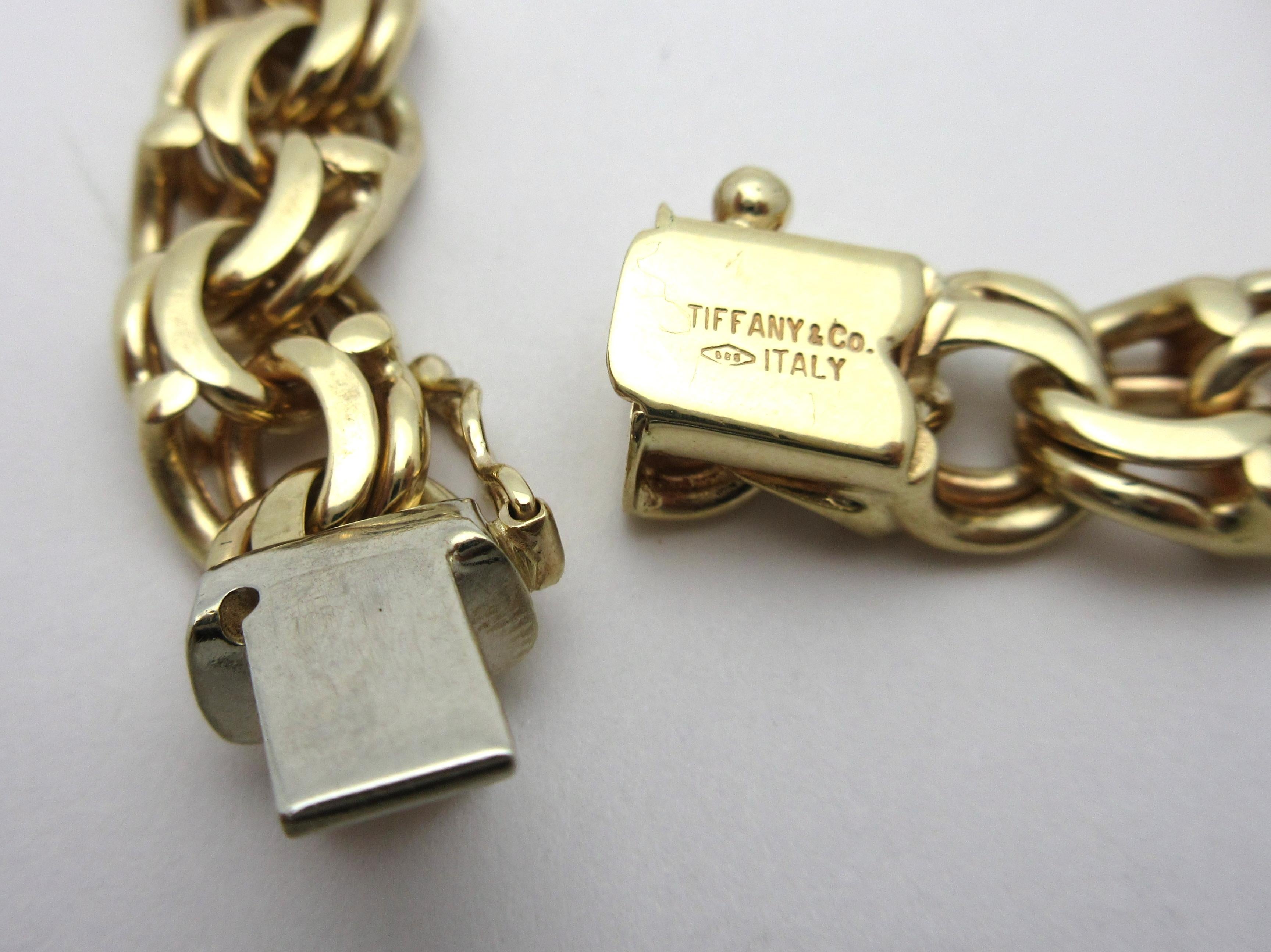 Vintage Tiffany & Co. Charm Bracelet 14 Karat Yellow Gold In Excellent Condition In Manchester, NH