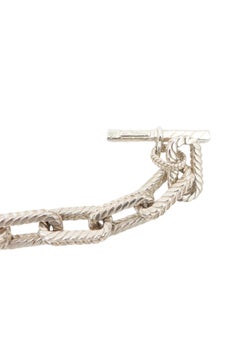 Vintage Tiffany & Co. Chunky 925 Sterling Silver Rope Link Toggle Chain Bracelet