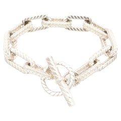 Vintage Tiffany & Co. Chunky 925 Sterling Silver Rope Link Toggle Chain Bracelet