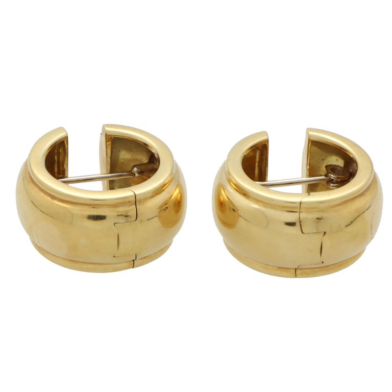 Vintage Tiffany and Co. Chunky Dome Hoop Earrings Set in 18k Yellow Gold at  1stDibs