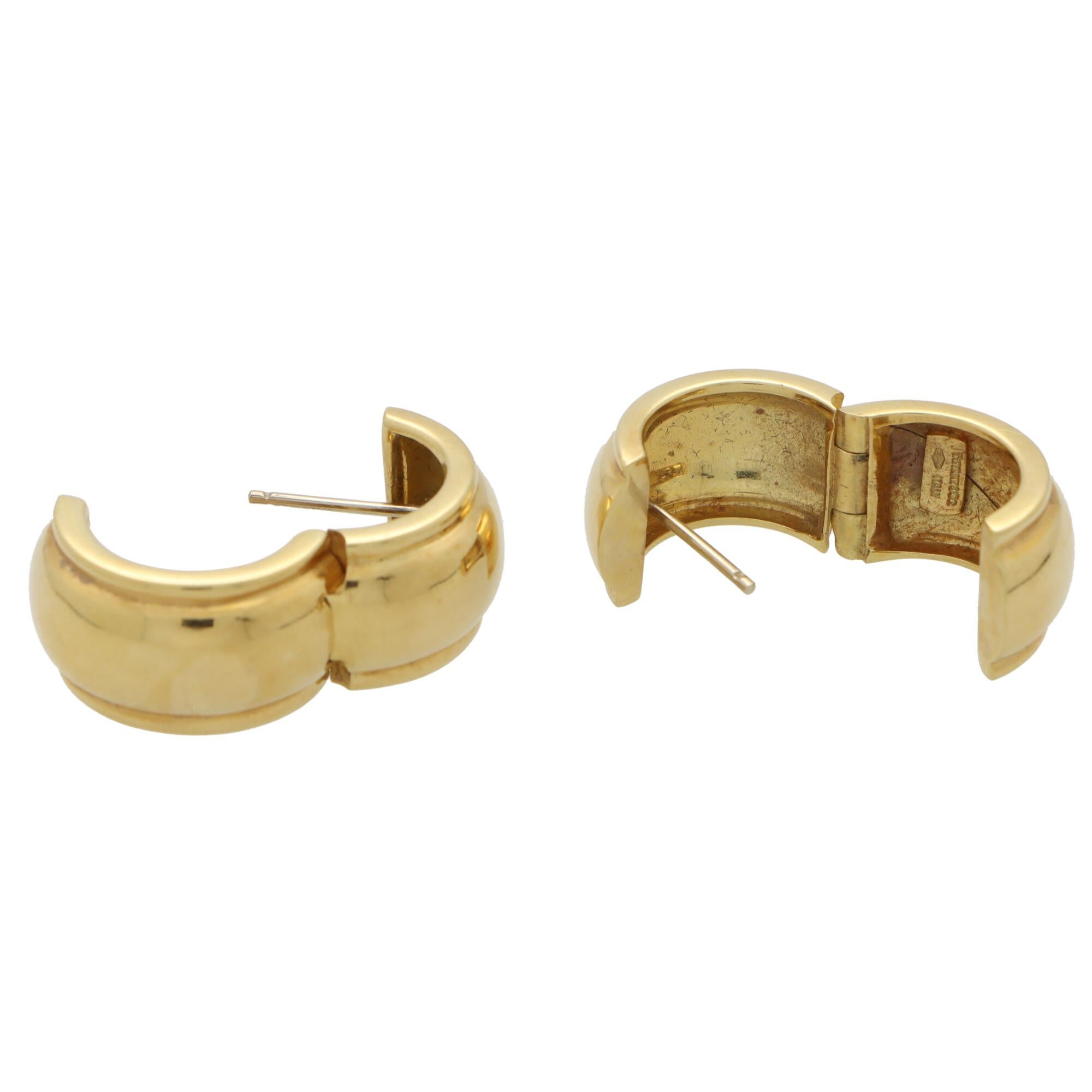 Vintage Tiffany & Co. Chunky Dome Hoop Earrings Set in 18k Yellow Gold In Excellent Condition In London, GB