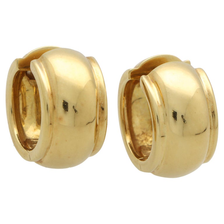 Vintage Tiffany and Chunky Dome Hoop Earrings Set in 18k