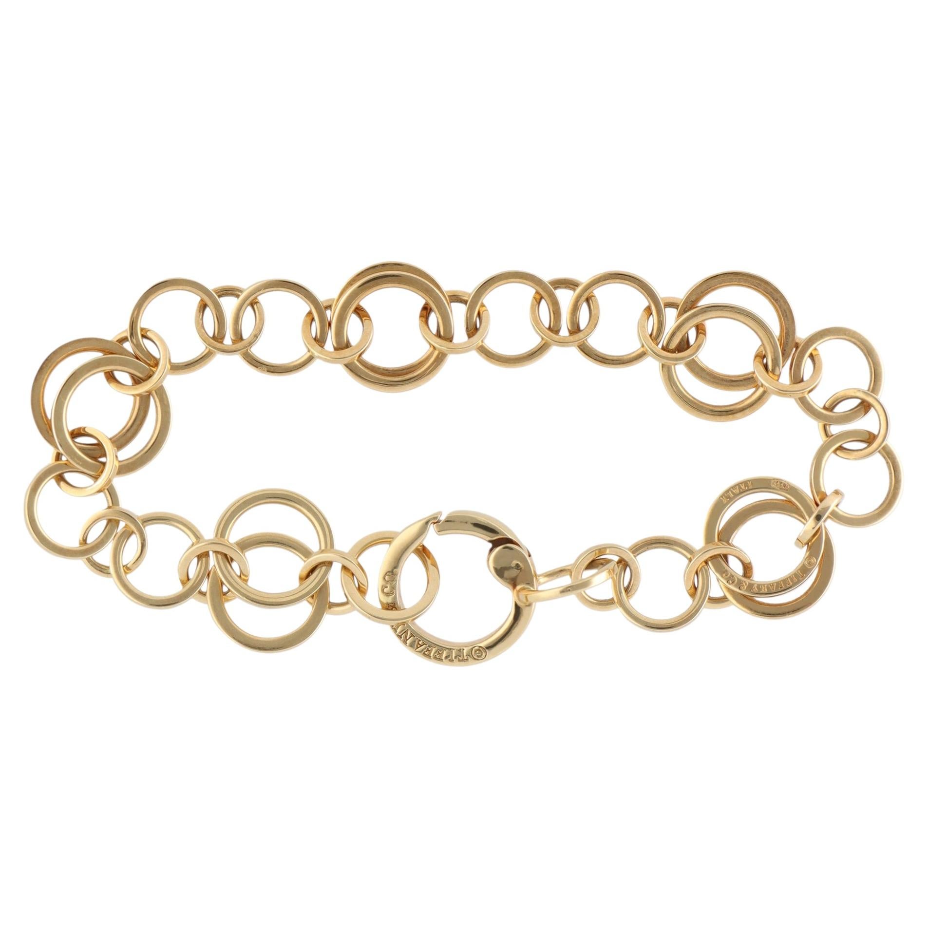 Vintage Tiffany & Co. Pulsera de eslabones circulares en oro amarillo en venta