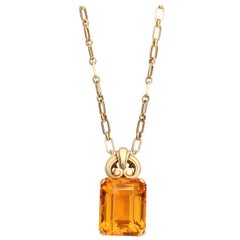 Retro Tiffany & Co. Citrine Pendant with 18 Karat Gold Chain Necklace