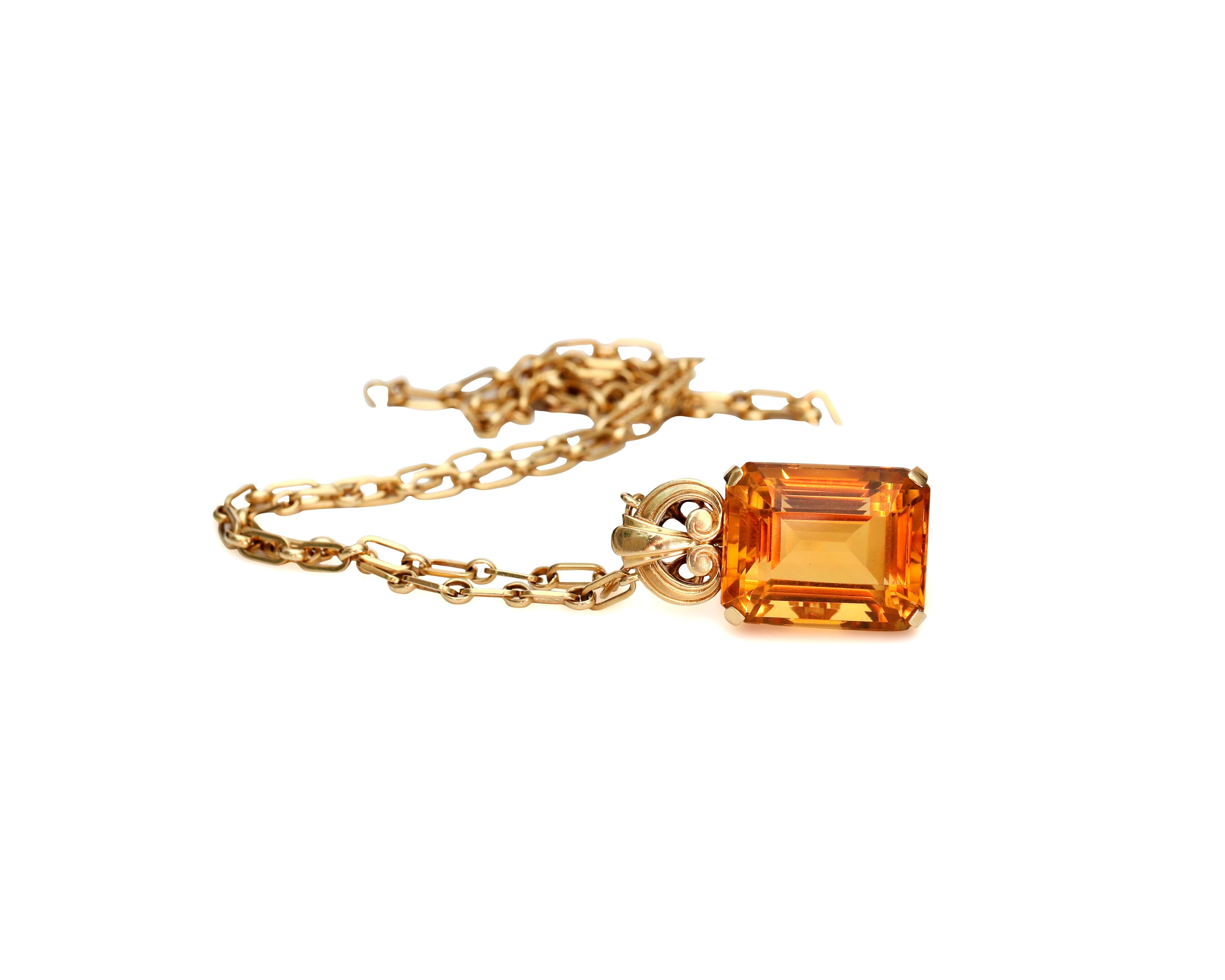 Vintage Tiffany & Co. Citrine Pendant with 18 Karat Gold Chain Necklace 2