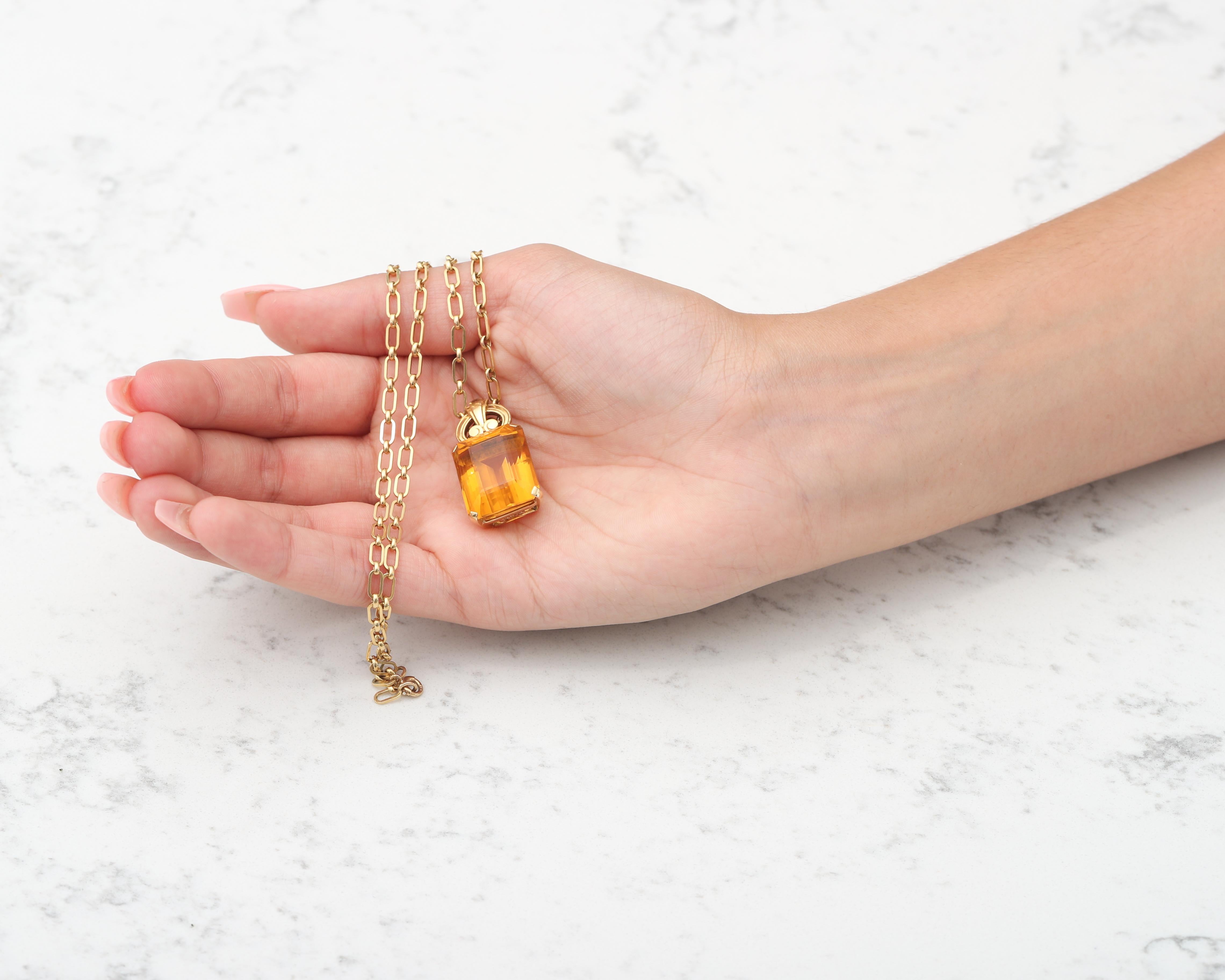 Vintage Tiffany & Co. Citrine Pendant with 18 Karat Gold Chain Necklace 3