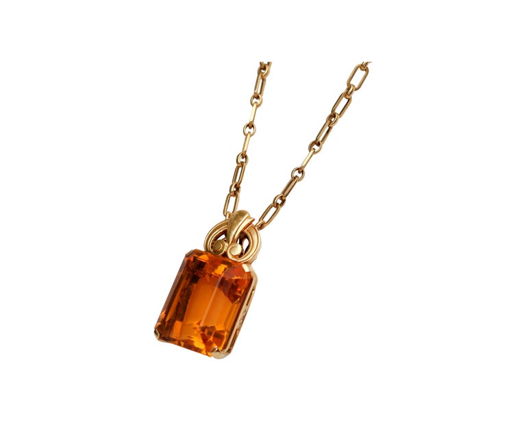 Vintage Tiffany and Co. Citrine Pendant with 18 Karat Gold ...