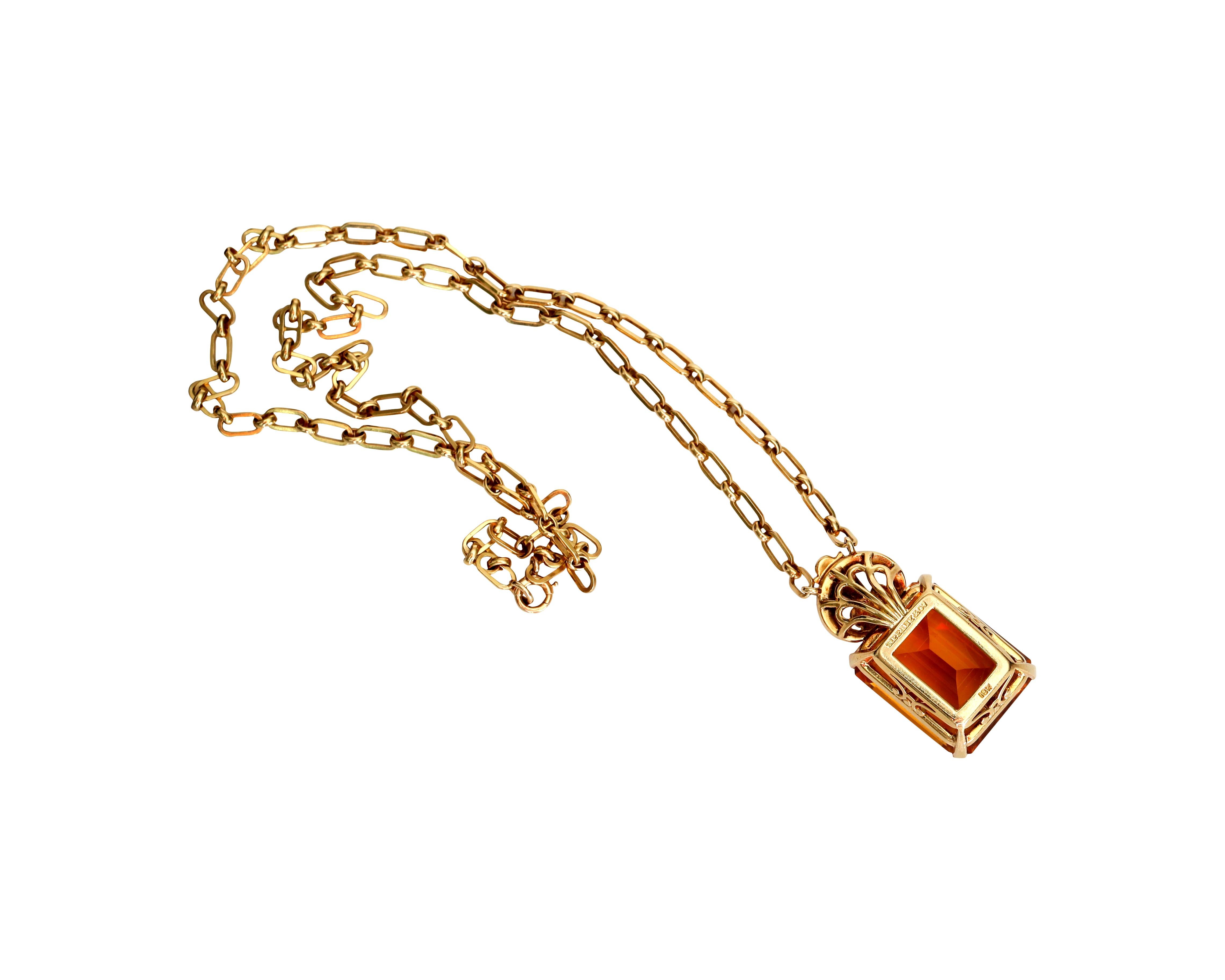 Women's Vintage Tiffany & Co. Citrine Pendant with 18 Karat Gold Chain Necklace